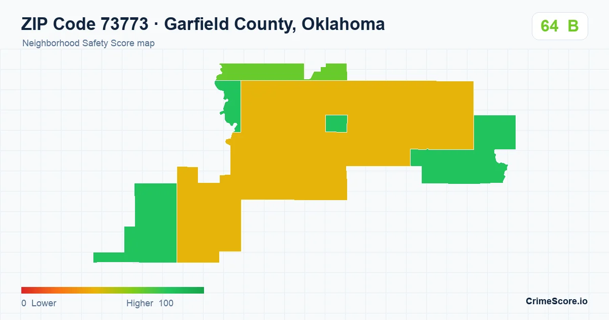ZIP Code 73773 in Garfield County, Oklahoma neighborhood Safety Score map