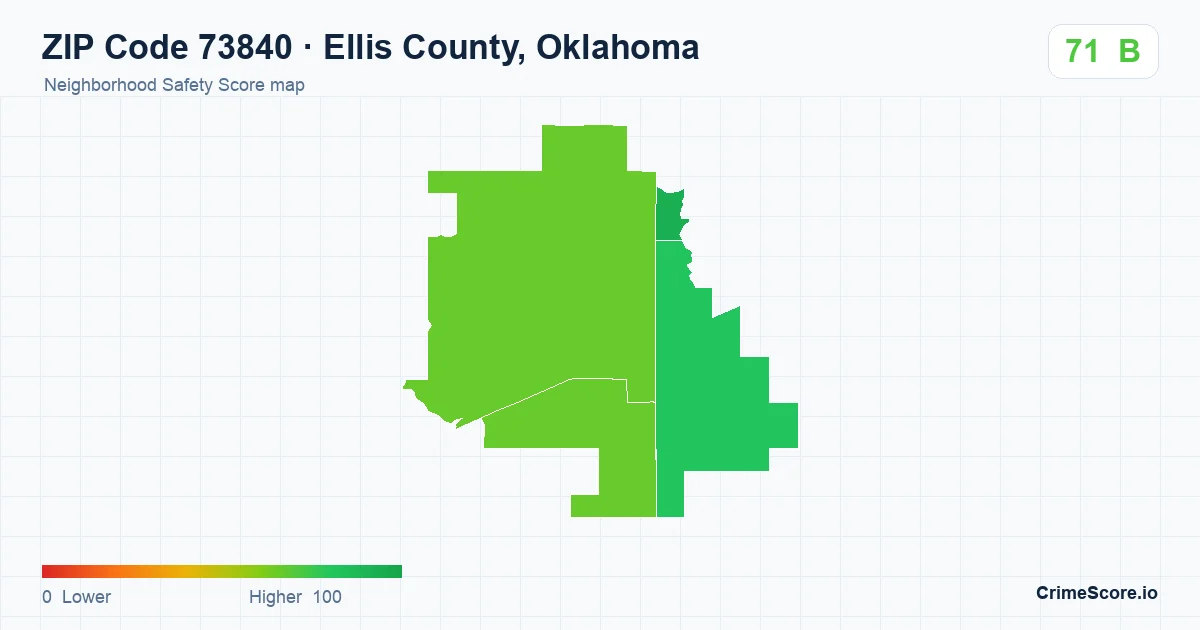 ZIP Code 73840 in Ellis County, Oklahoma neighborhood Safety Score map