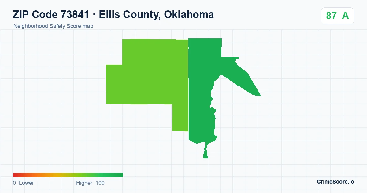 ZIP Code 73841 in Ellis County, Oklahoma neighborhood Safety Score map
