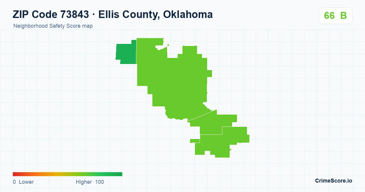 ZIP Code 73843 in Ellis County, Oklahoma neighborhood Safety Score map