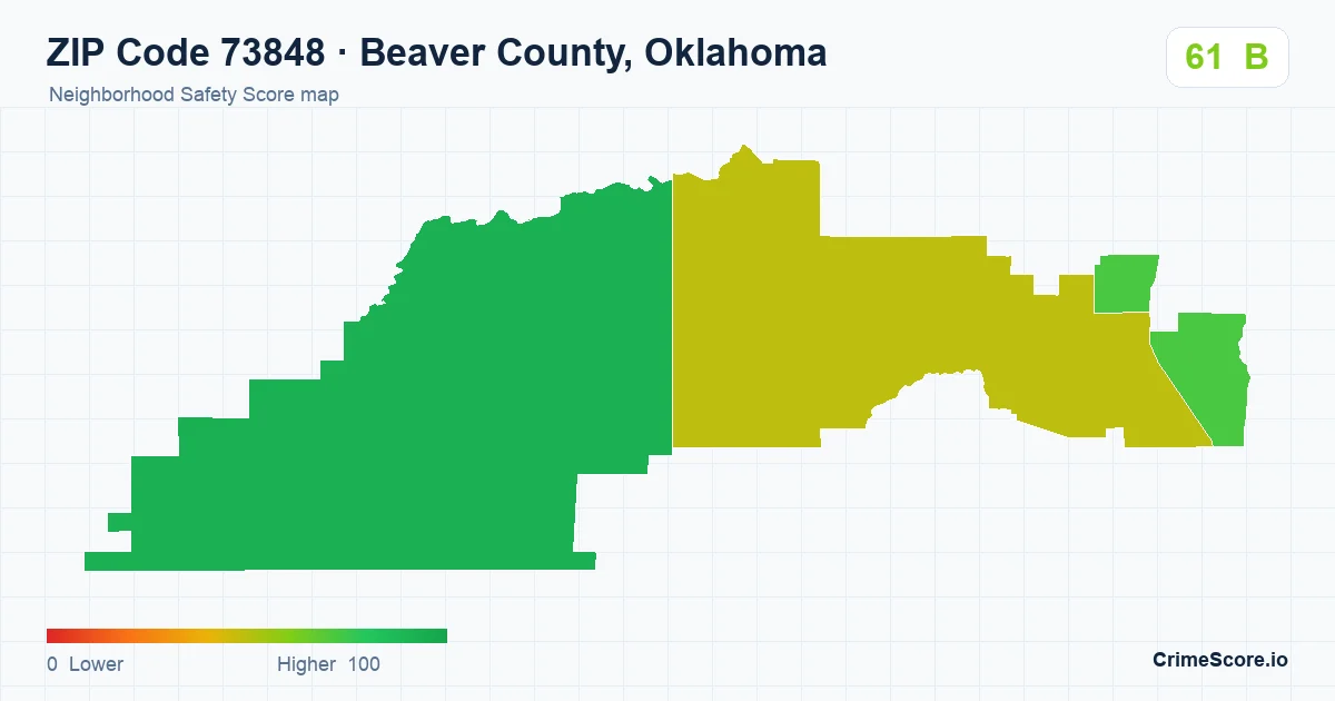 ZIP Code 73848 in Beaver County, Oklahoma neighborhood Safety Score map