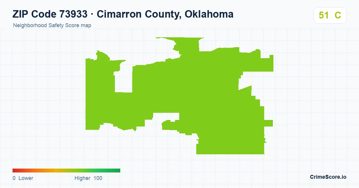 ZIP Code 73933 in Cimarron County, Oklahoma neighborhood Safety Score map