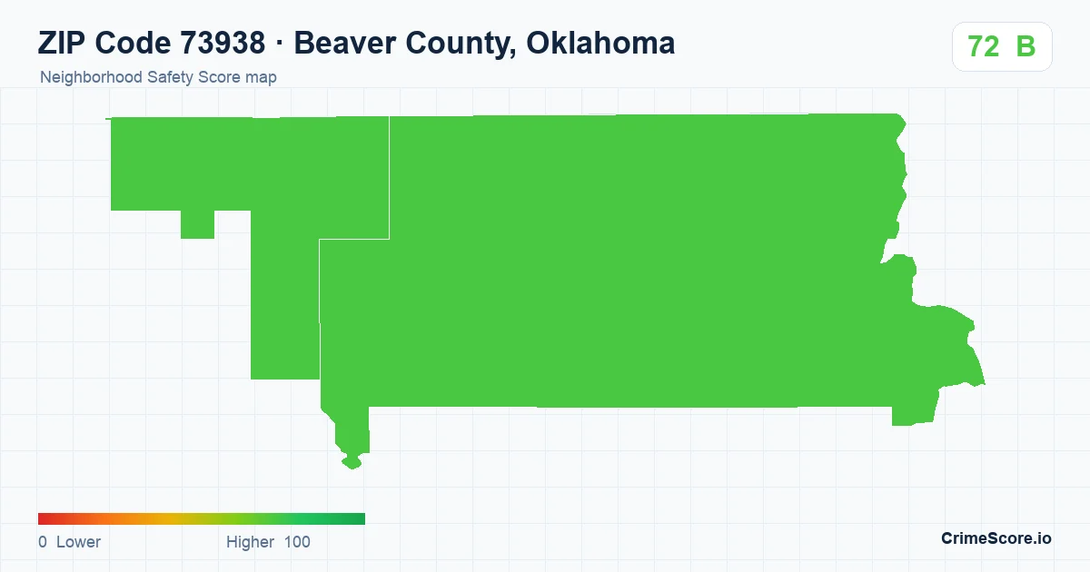 ZIP Code 73938 in Beaver County, Oklahoma neighborhood Safety Score map