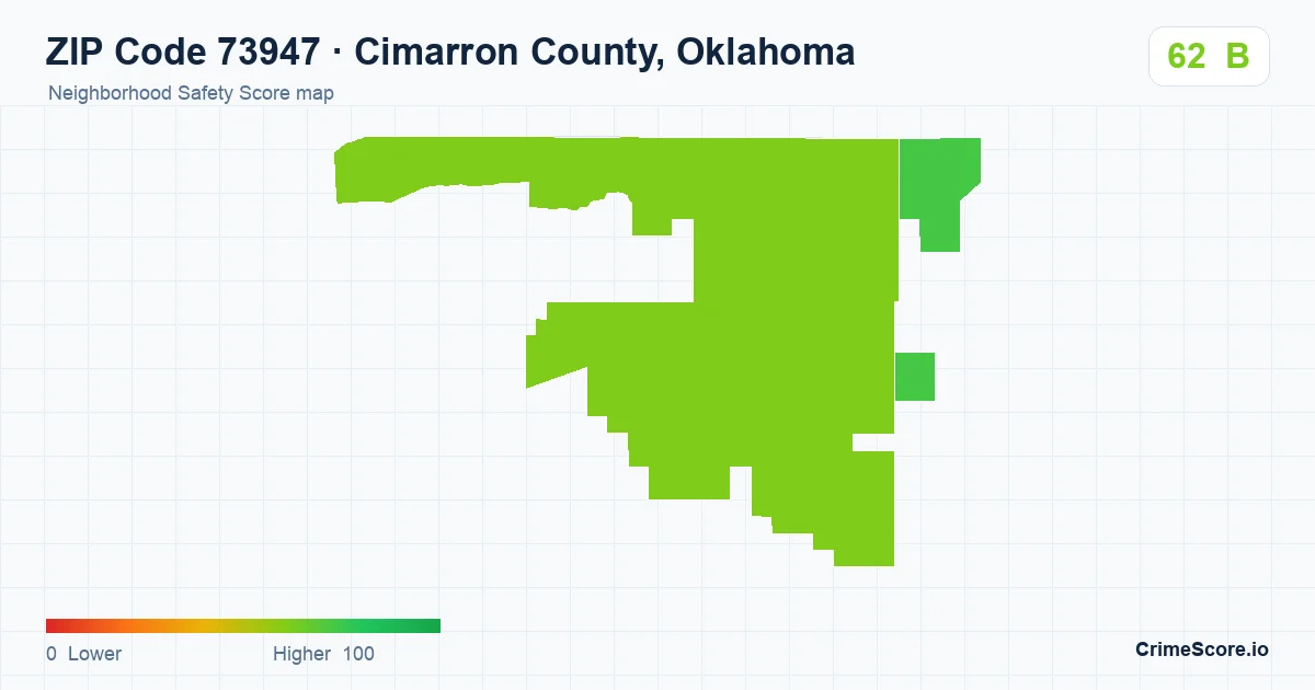 ZIP Code 73947 in Cimarron County, Oklahoma neighborhood Safety Score map
