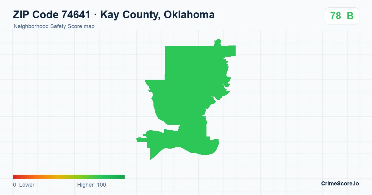ZIP Code 74641 in Kay County, Oklahoma neighborhood Safety Score map