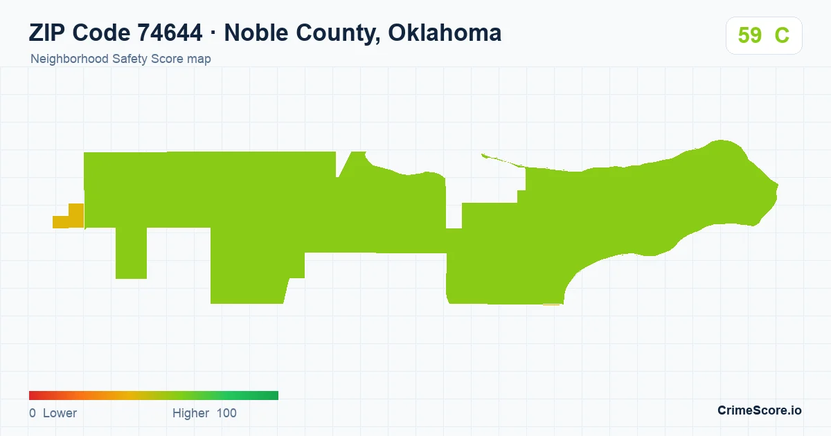 ZIP Code 74644 in Noble County, Oklahoma neighborhood Safety Score map
