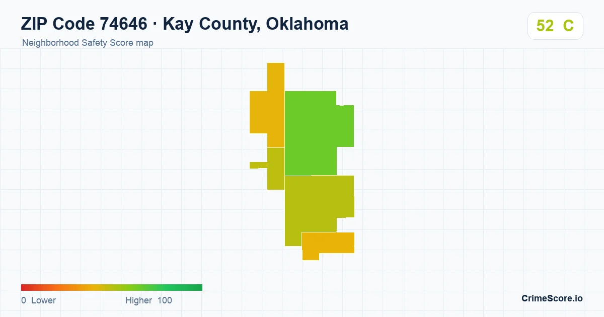 ZIP Code 74646 in Kay County, Oklahoma neighborhood Safety Score map