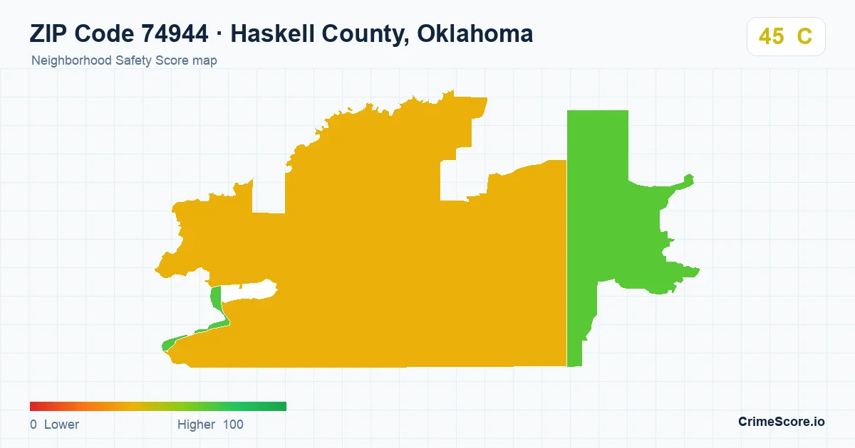ZIP Code 74944 in Haskell County, Oklahoma neighborhood Safety Score map