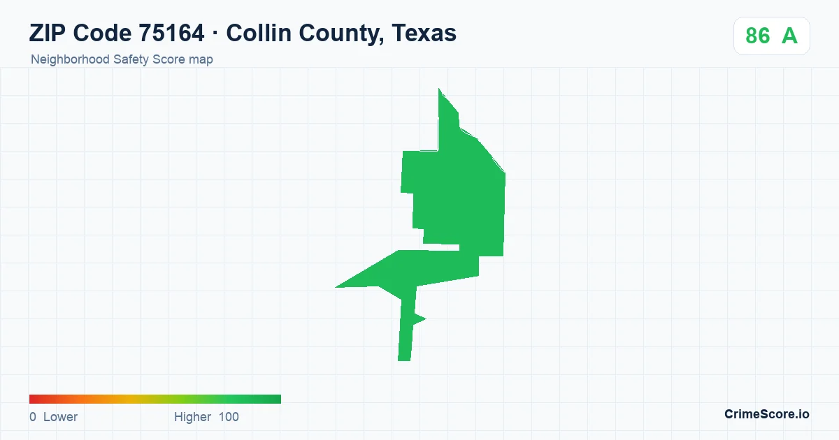 ZIP Code 75164 in Collin County, Texas neighborhood Safety Score map