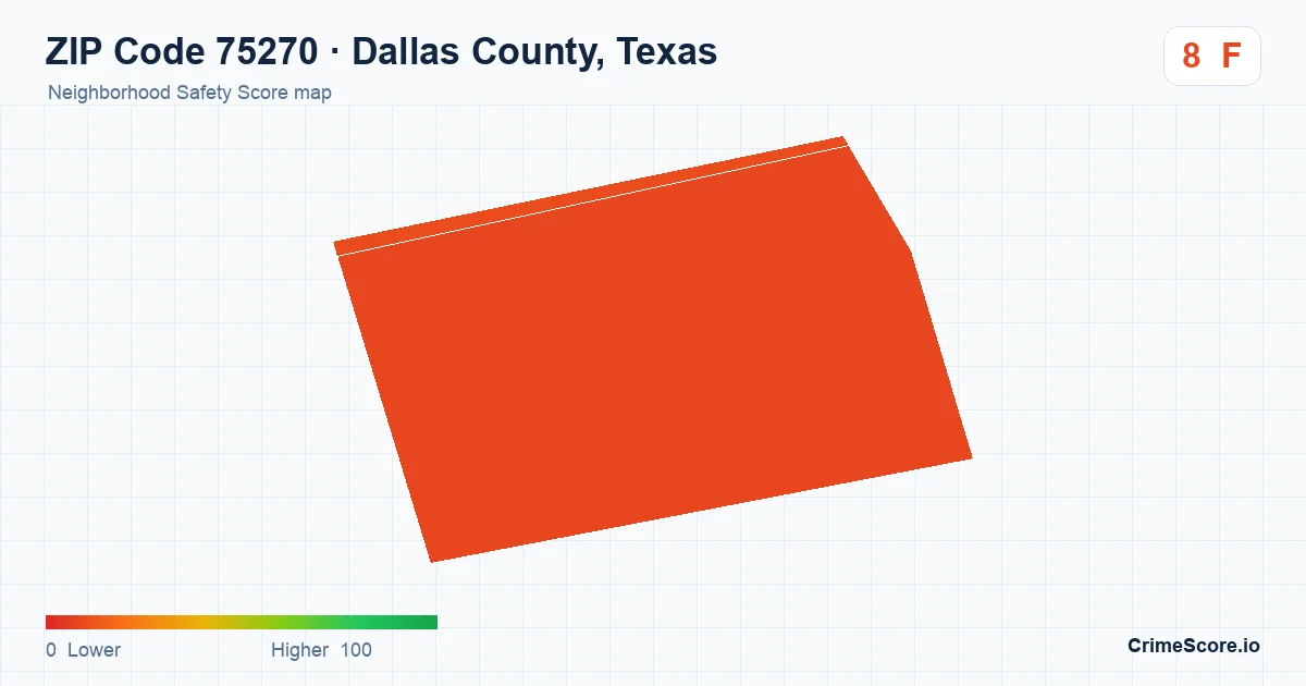 ZIP Code 75270 in Dallas County, Texas neighborhood Safety Score map