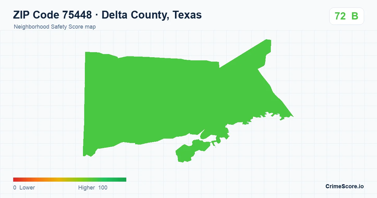 ZIP Code 75448 in Delta County, Texas neighborhood Safety Score map
