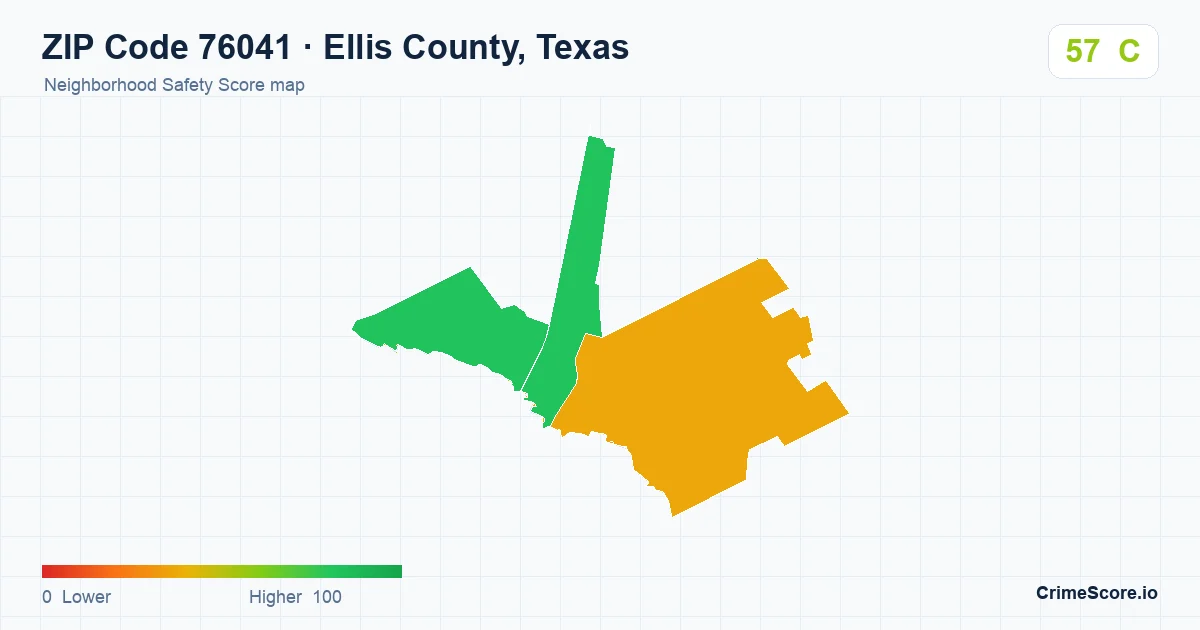 ZIP Code 76041 in Ellis County, Texas neighborhood Safety Score map