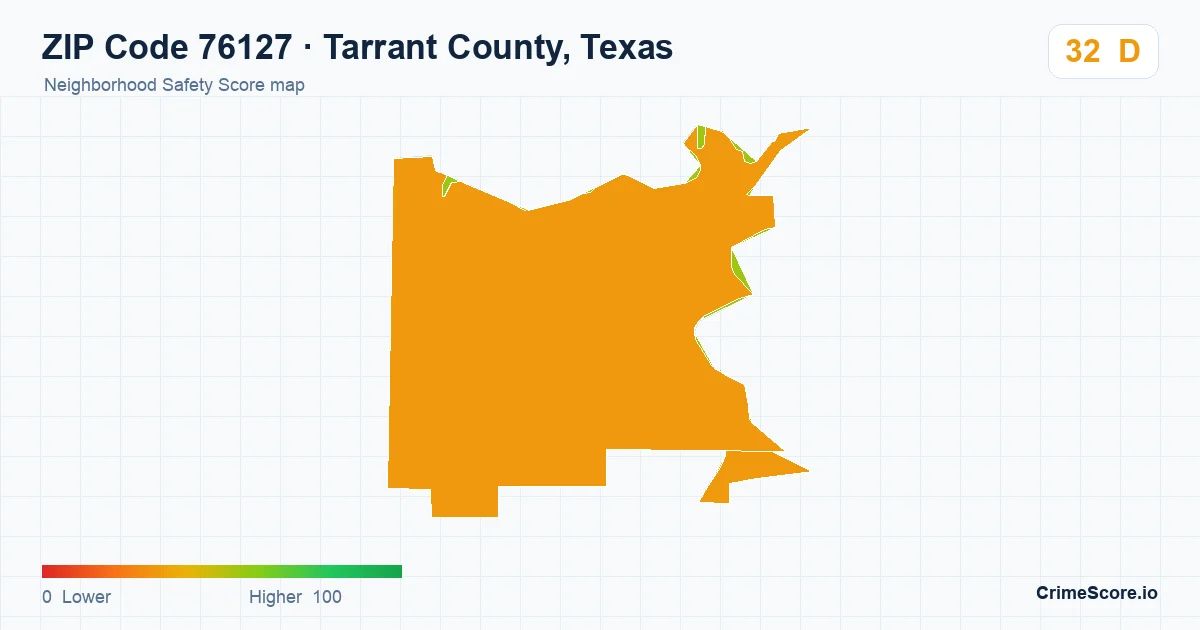 ZIP Code 76127 in Tarrant County, Texas neighborhood Safety Score map