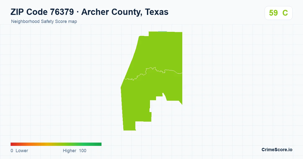 ZIP Code 76379 in Archer County, Texas neighborhood Safety Score map