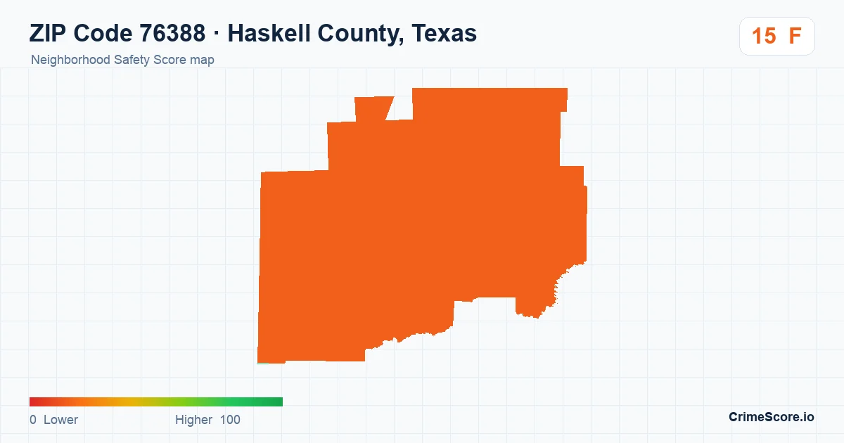 ZIP Code 76388 in Haskell County, Texas neighborhood Safety Score map