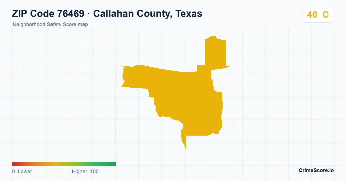 ZIP Code 76469 in Callahan County, Texas neighborhood Safety Score map