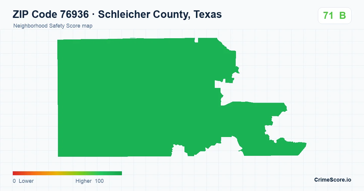 ZIP Code 76936 in Schleicher County, Texas neighborhood Safety Score map