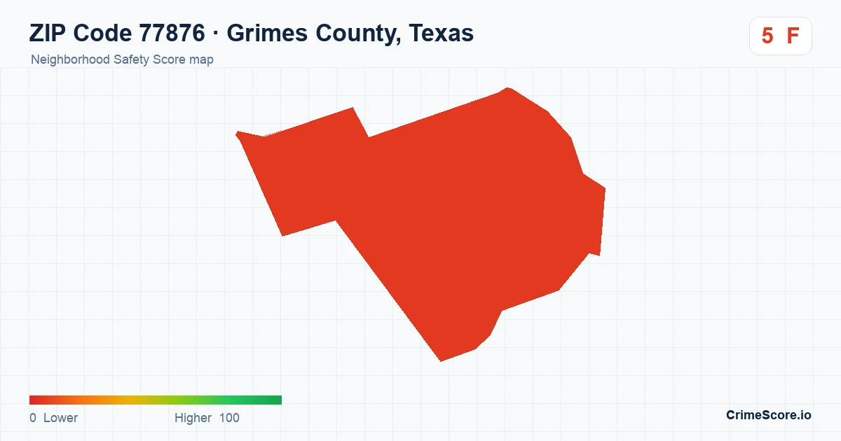 ZIP Code 77876 in Grimes County, Texas neighborhood Safety Score map
