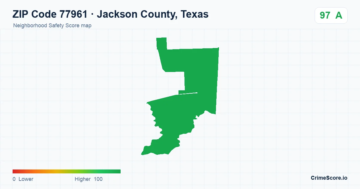 ZIP Code 77961 in Jackson County, Texas neighborhood Safety Score map