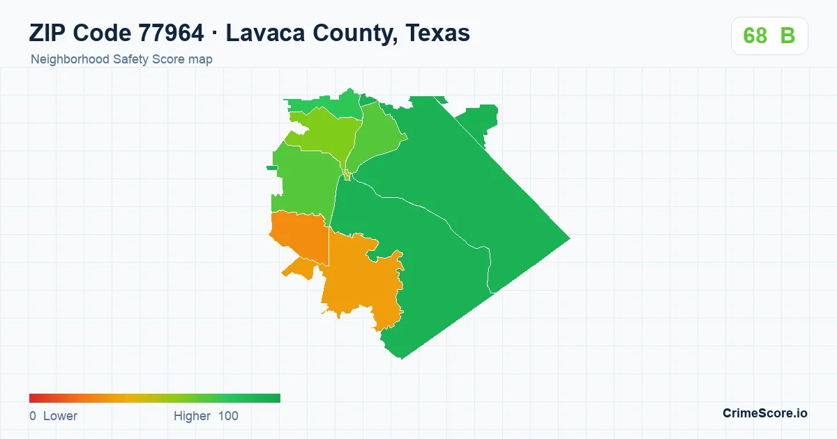ZIP Code 77964 in Lavaca County, Texas neighborhood Safety Score map