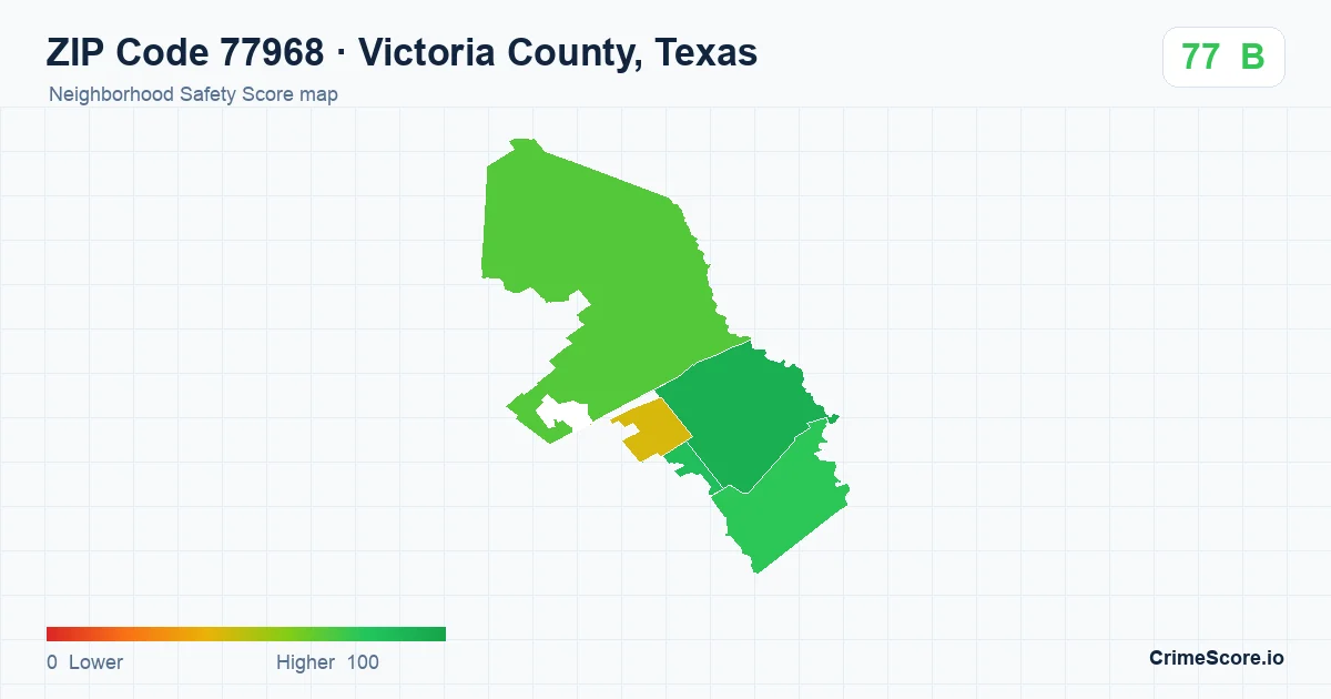 ZIP Code 77968 in Victoria County, Texas neighborhood Safety Score map