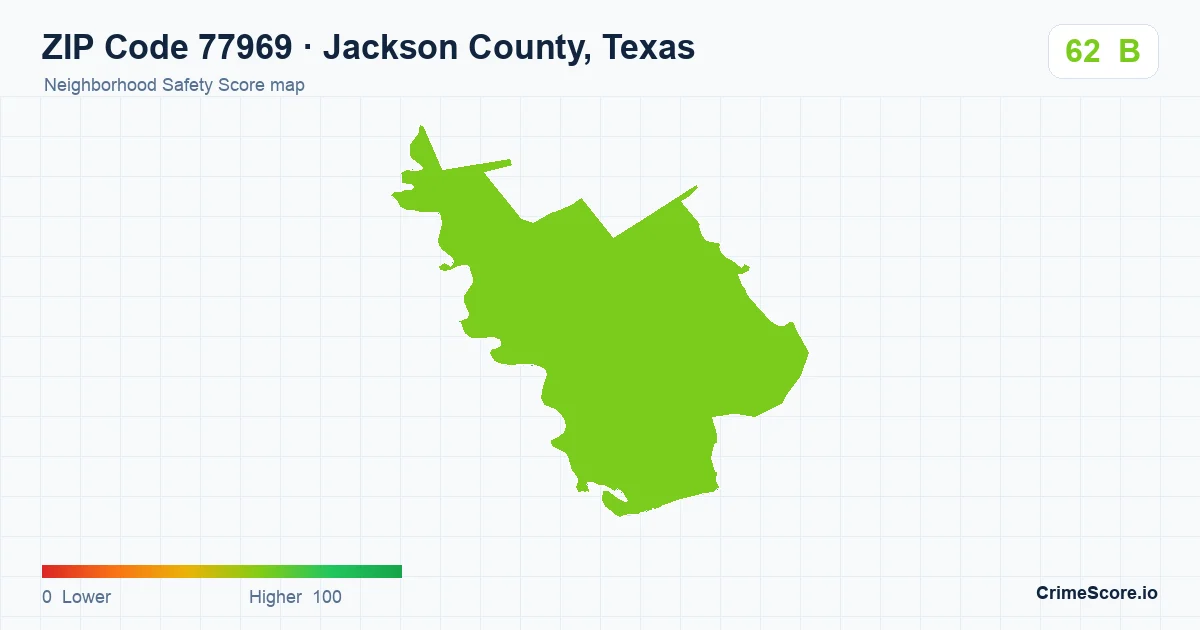 ZIP Code 77969 in Jackson County, Texas neighborhood Safety Score map