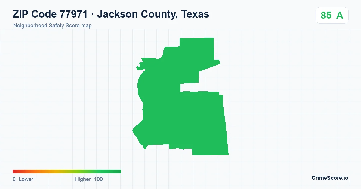 ZIP Code 77971 in Jackson County, Texas neighborhood Safety Score map