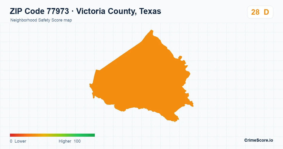 ZIP Code 77973 in Victoria County, Texas neighborhood Safety Score map