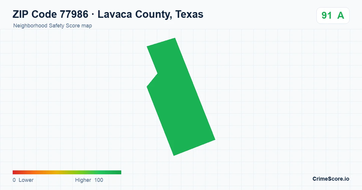 ZIP Code 77986 in Lavaca County, Texas neighborhood Safety Score map