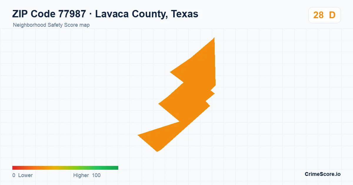 ZIP Code 77987 in Lavaca County, Texas neighborhood Safety Score map