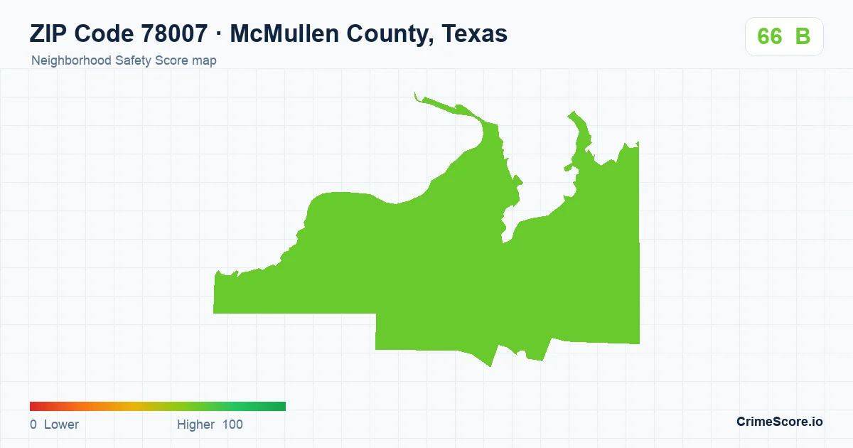 ZIP Code 78007 in McMullen County, Texas neighborhood Safety Score map
