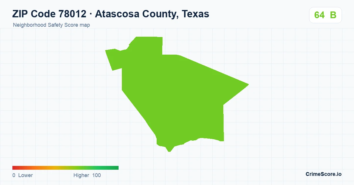ZIP Code 78012 in Atascosa County, Texas neighborhood Safety Score map