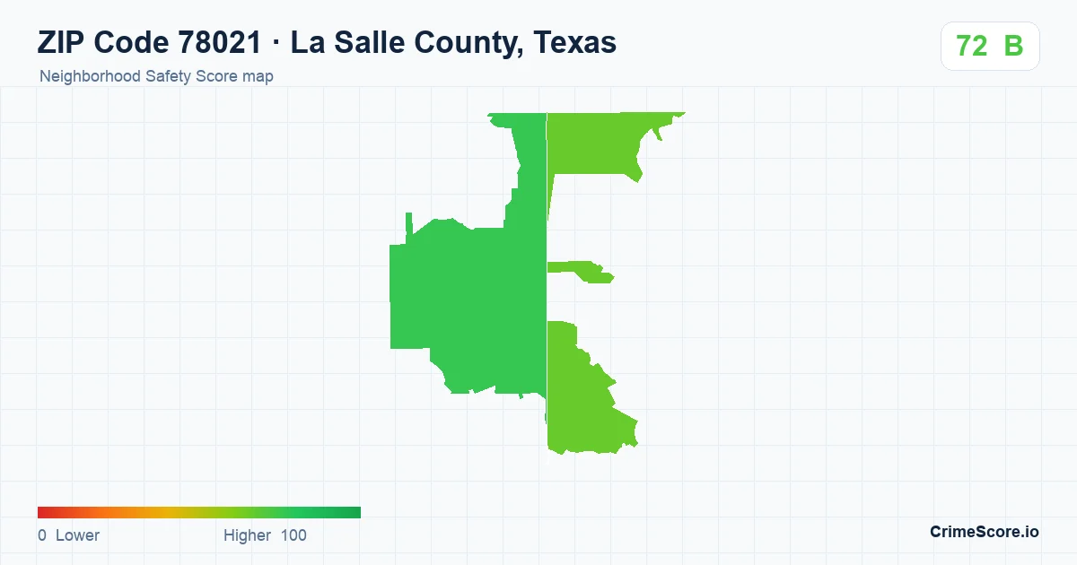 ZIP Code 78021 in La Salle County, Texas neighborhood Safety Score map
