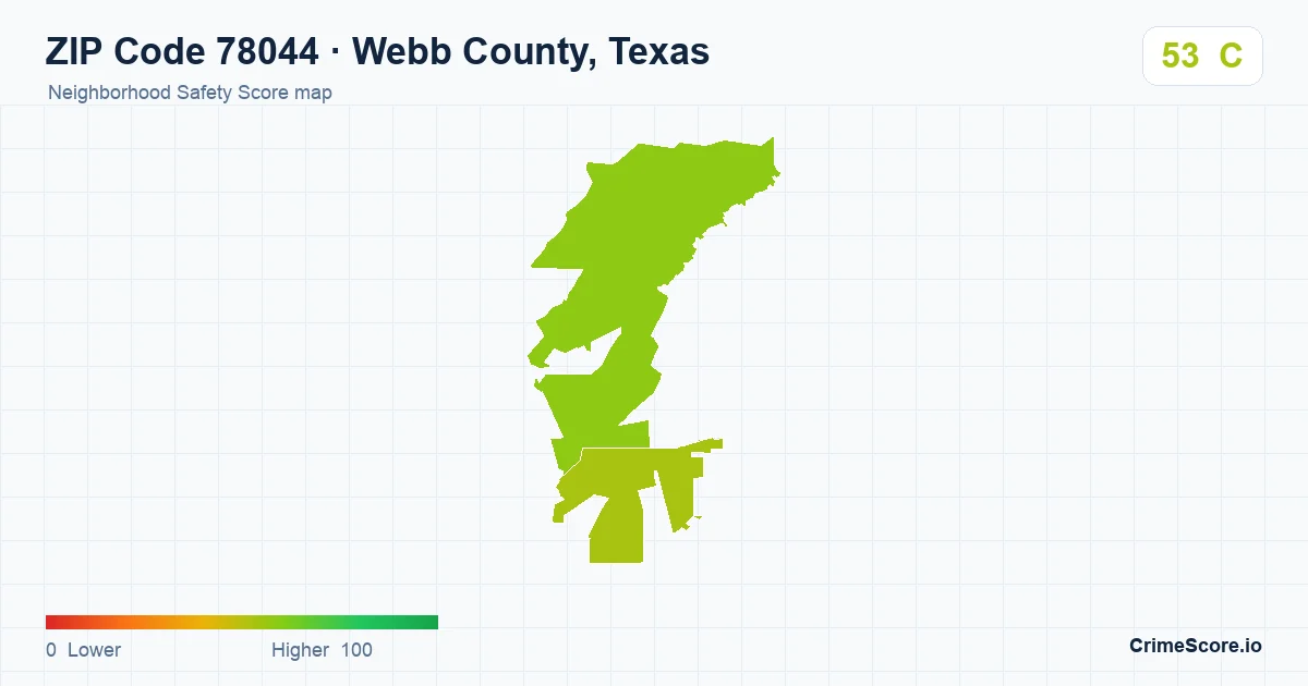 ZIP Code 78044 in Webb County, Texas neighborhood Safety Score map