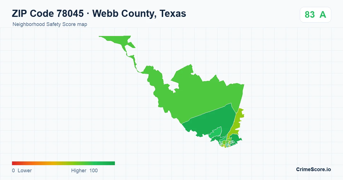 ZIP Code 78045 in Webb County, Texas neighborhood Safety Score map
