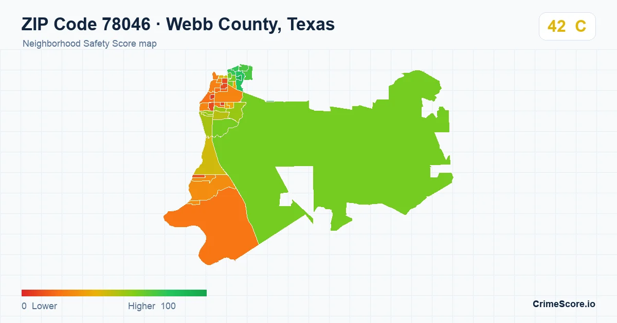 ZIP Code 78046 in Webb County, Texas neighborhood Safety Score map