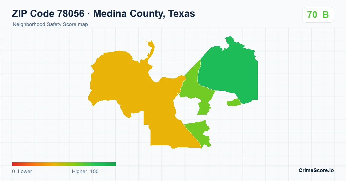ZIP Code 78056 in Medina County, Texas neighborhood Safety Score map