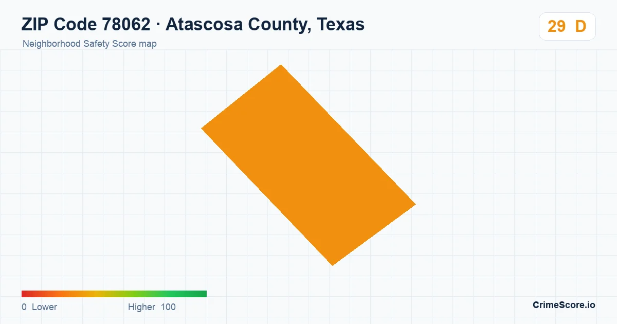 ZIP Code 78062 in Atascosa County, Texas neighborhood Safety Score map