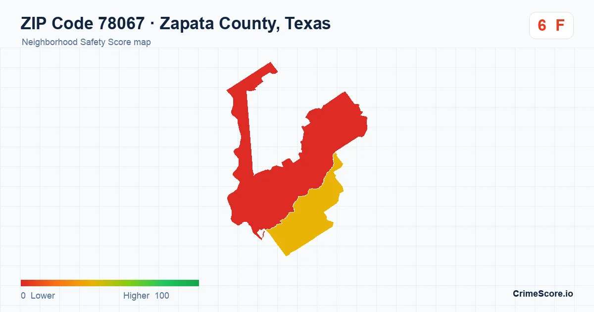 ZIP Code 78067 in Zapata County, Texas neighborhood Safety Score map