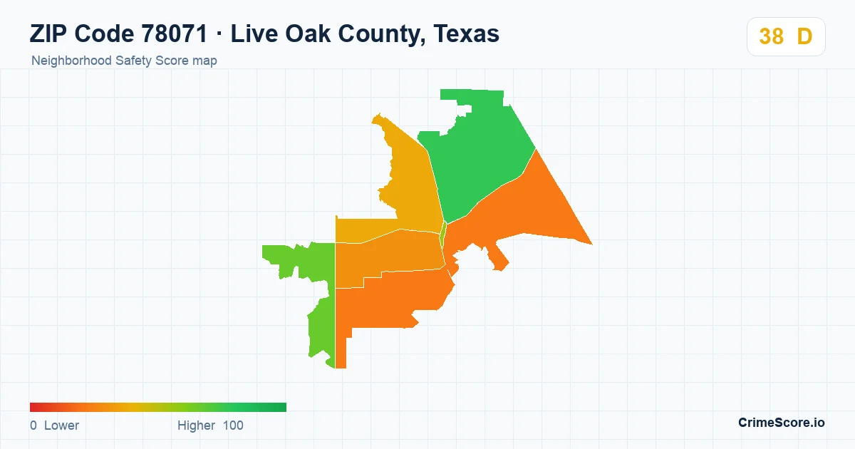 ZIP Code 78071 in Live Oak County, Texas neighborhood Safety Score map