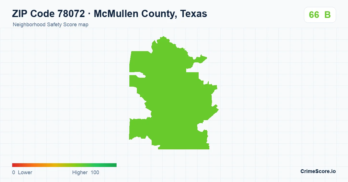 ZIP Code 78072 in McMullen County, Texas neighborhood Safety Score map