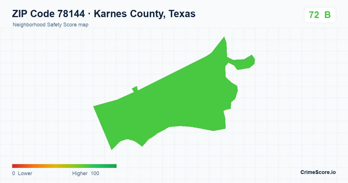 ZIP Code 78144 in Karnes County, Texas neighborhood Safety Score map