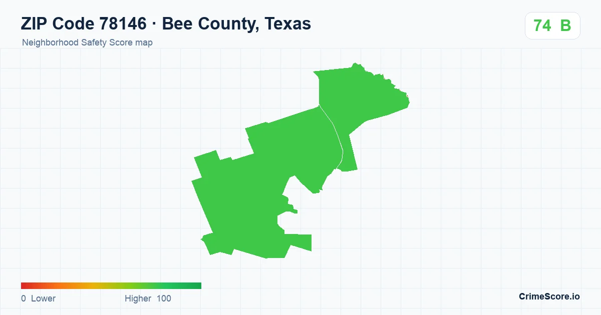 ZIP Code 78146 in Bee County, Texas neighborhood Safety Score map