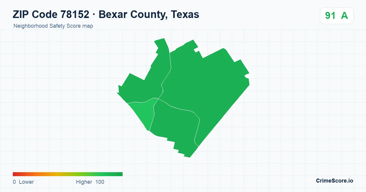 ZIP Code 78152 in Bexar County, Texas neighborhood Safety Score map
