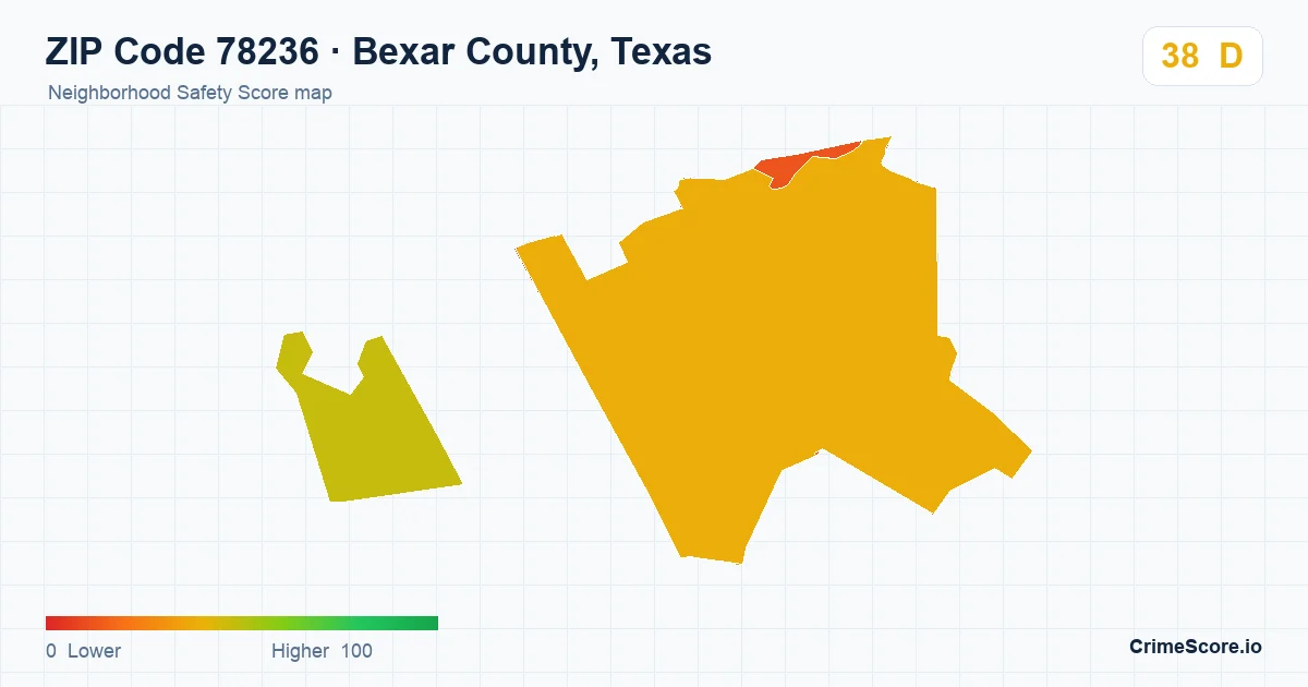 ZIP Code 78236 in Bexar County, Texas neighborhood Safety Score map