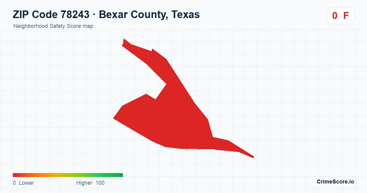 ZIP Code 78243 in Bexar County, Texas neighborhood Safety Score map