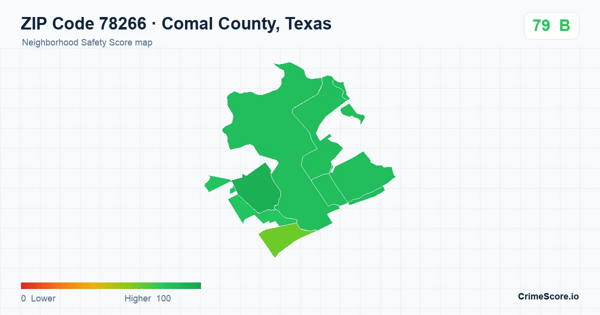 ZIP Code 78266 in Comal County, Texas neighborhood Safety Score map