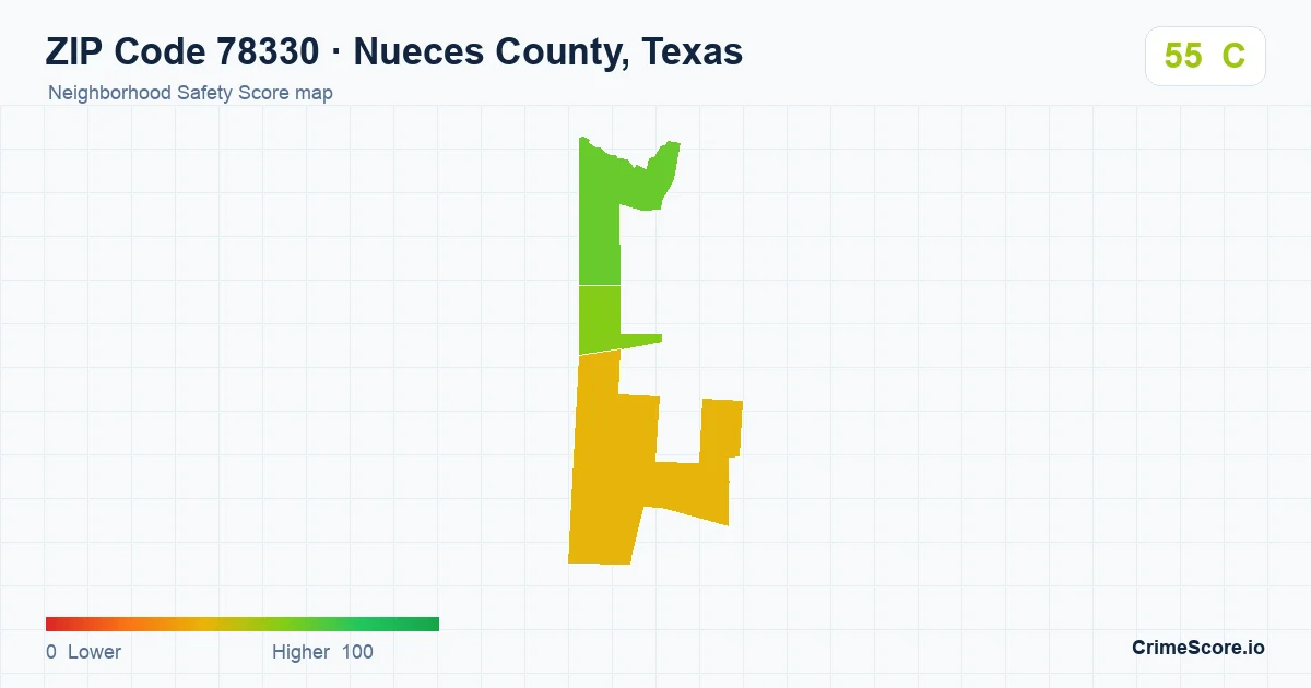 ZIP Code 78330 in Nueces County, Texas neighborhood Safety Score map