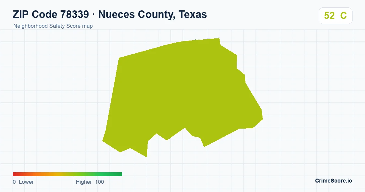ZIP Code 78339 in Nueces County, Texas neighborhood Safety Score map