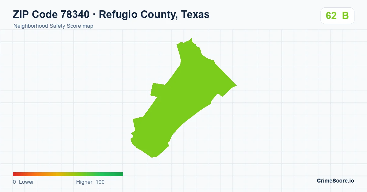 ZIP Code 78340 in Refugio County, Texas neighborhood Safety Score map